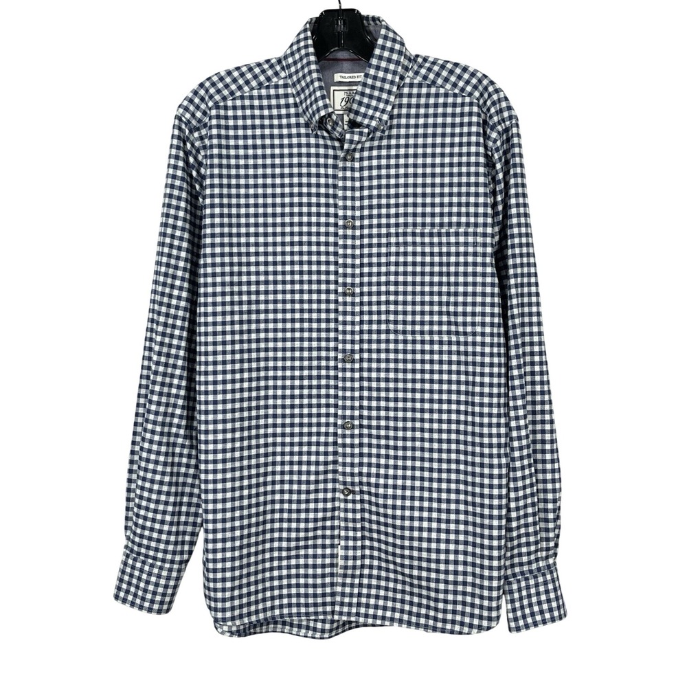 JOS A BANK 1905 Tailored Fit NAVY/GRAY Gingham TWILL Men's BUTTON-UP Shirt Sz M